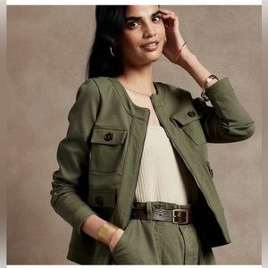 Banana Republic Army Green Pique Textured Jacket Size M